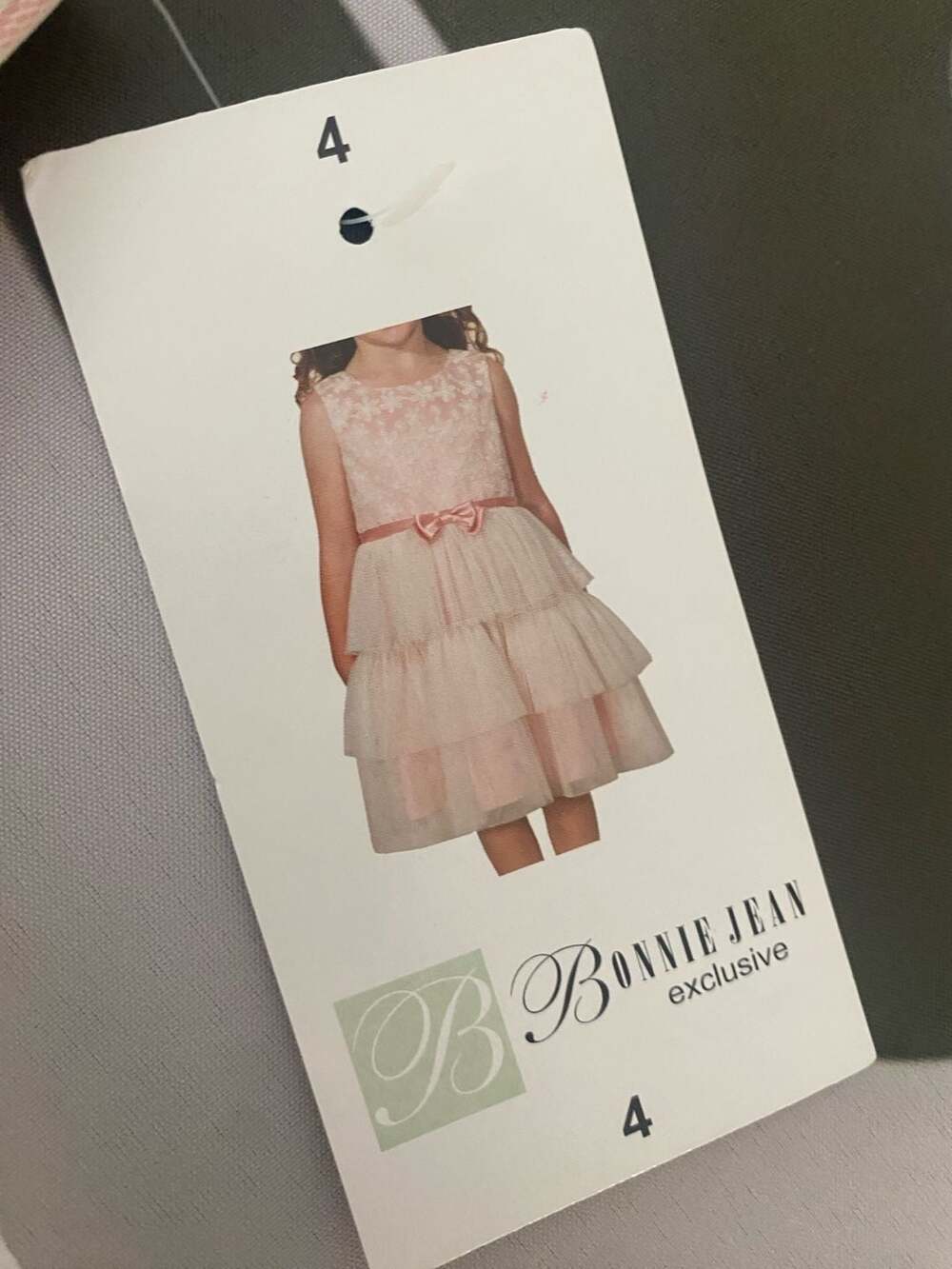 Bonnie Jean Exclusive Girls Sleeveless Floral Lace Tiered Tulle Party Dress - Picture 5 of 6